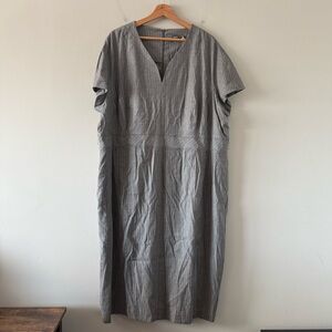 Marina Rinaldi V Neck Midi Dress Plus Size 24 Gray Designer Quiet Luxury NO BELT